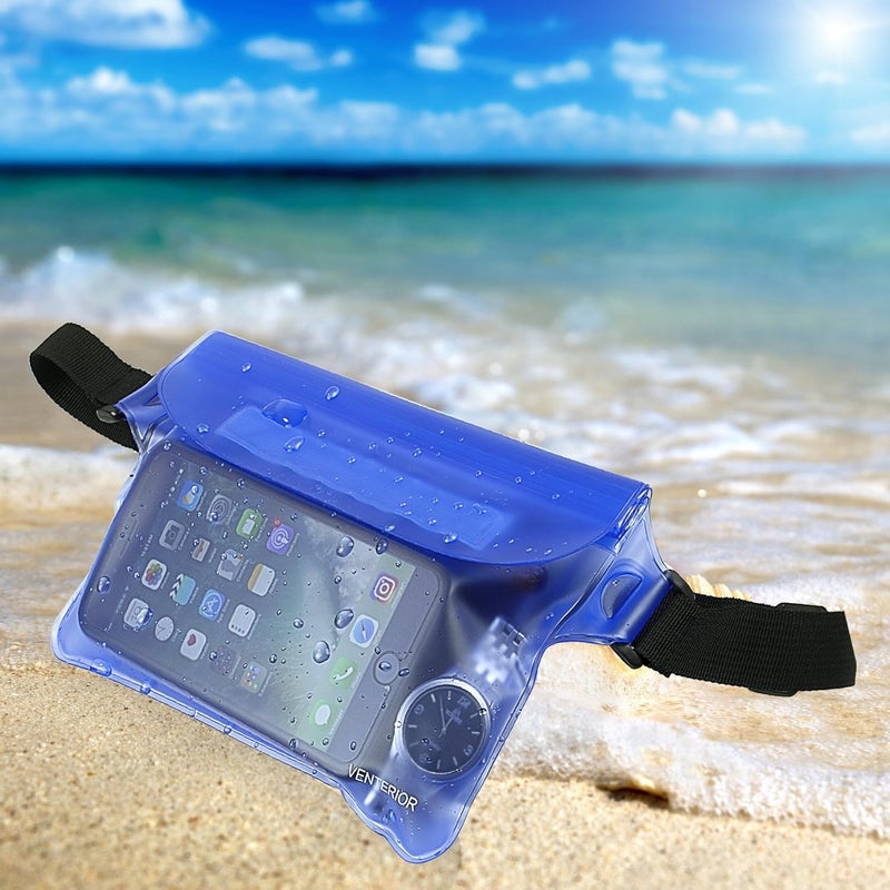 Venterior Waterproof Waist Pouch 2-Pack | Beach Accessories Fanny Pack for Swimming Snorkeling Sailing Kayaking Beach Pool Water Parks | Keep Your Phone Wallet Safe and Dry (White & Black) - Image 4